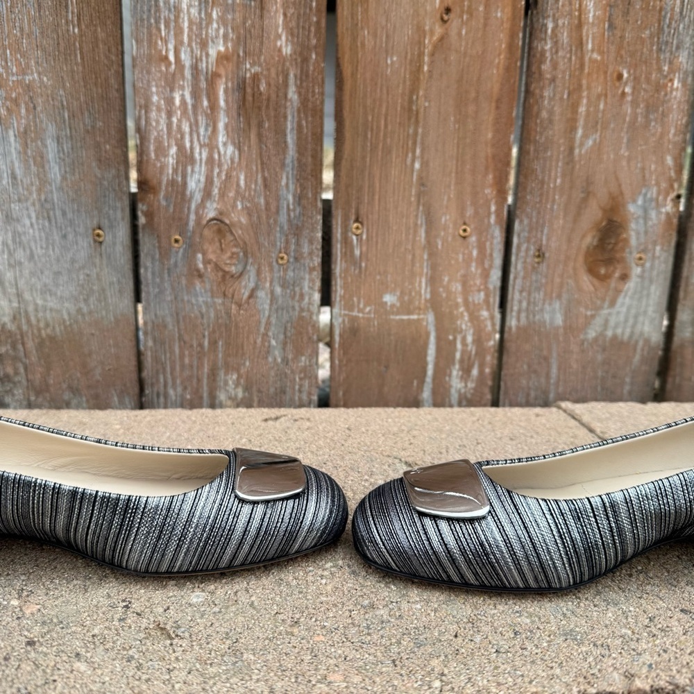Rangoni Amalfi Women’s Silver Gray Mito Pump Block Heel Leather Italy Size 6.5 - Picture 10 of 12